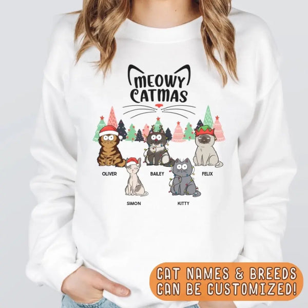 Sweatshirt-Meowy Catmas! Personalized Unisex Sweatshirt for Cat Lovers | Christmas Sweatshirt-JackNRoy