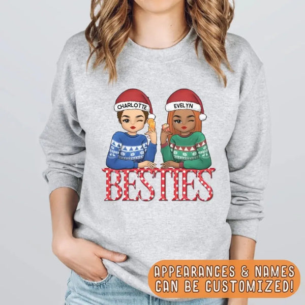 Sweatshirt-Besties | Personalized Unisex Sweatshirt for Besties | Christmas Sweatshirt-JackNRoy