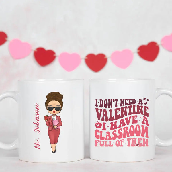 Mug-Valentine Teacher - Personalized Mug for Teachers | Gift For Teacher | Valentine's Mug-Mug-White-JackNRoy
