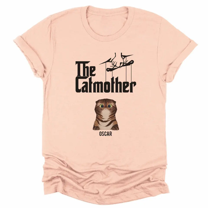 Shirts & Tops-The Catmother - Personalized Unisex T-Shirt for Cat Moms | Cat Lover Shirt | Cat Mom Gift-Unisex T-Shirt-Heather Peach-JackNRoy