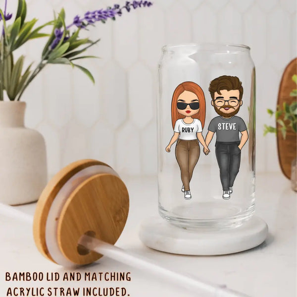 Glass Can-Forever Yours - Personalized Glass Can (16oz) | Couple Gift | Custom Tumbler-JackNRoy