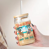 Glass Can-You & Me And The Sea - Personalized Glass Can (16oz) | Couples Gift | Custom Tumbler-JackNRoy