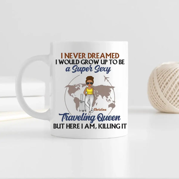 Mug-Traveling Queen - Personalized Mug | Traveling Gift for Her-JackNRoy