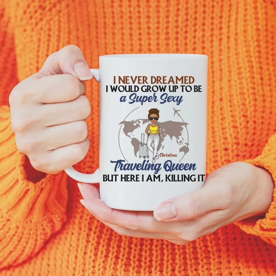 Mug-Traveling Queen - Personalized Mug | Traveling Gift for Her-JackNRoy