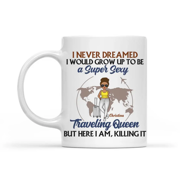 Mug-Traveling Queen - Personalized Mug | Traveling Gift for Her-White Mug-White-JackNRoy