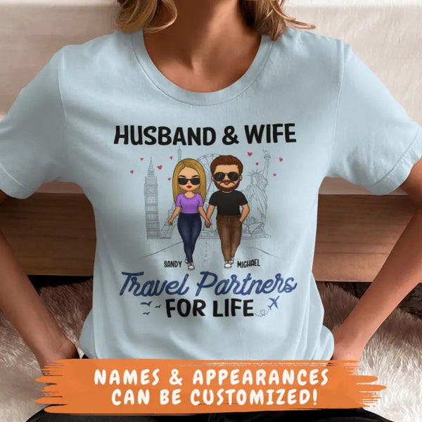 T-Shirt-Travel Partners for Life - Personalized Unisex T-Shirt | Gift For Couples | Traveling Shirt-JackNRoy