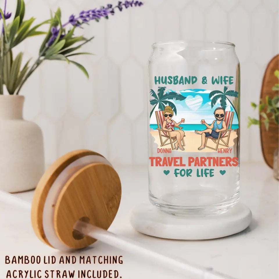 Glass Can-Partners for Life - Personalized Glass Can (16oz) | Couples Gift | Custom Tumbler-JackNRoy