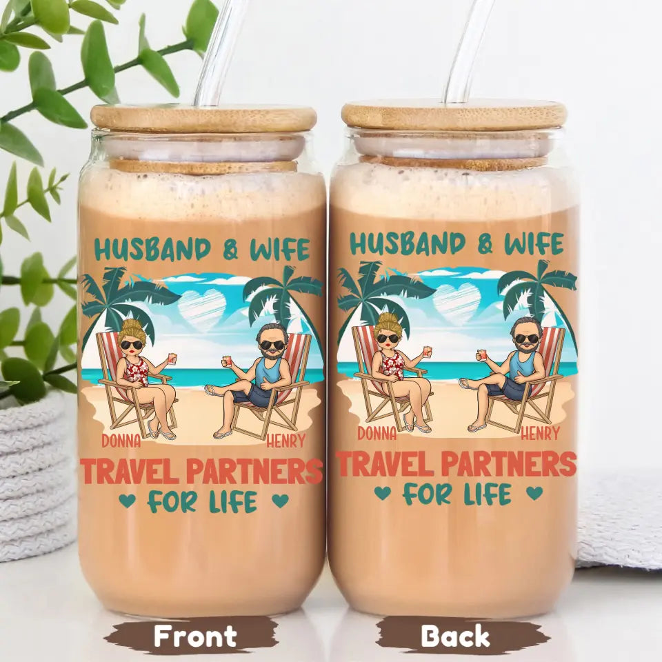 Glass Can-Partners for Life - Personalized Glass Can (16oz) | Couples Gift | Custom Tumbler-JackNRoy