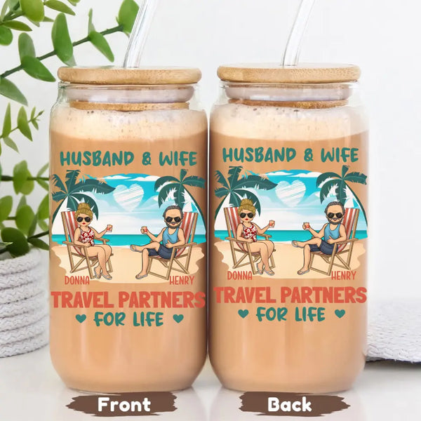 Glass Can-Partners for Life - Personalized Glass Can (16oz) | Couples Gift | Custom Tumbler-JackNRoy