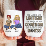 Wine Tumbler-Endless Friendship - Personalized Wine Tumbler (12oz) | Besties Tumbler | Gift for Best Friends-Wine Tumbler-White-JackNRoy