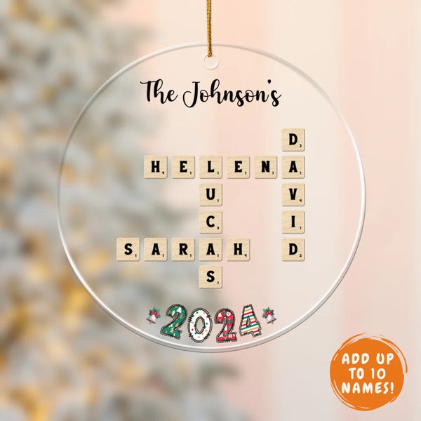 Acrylic Ornament-Crossword Family Names - Personalized Acrylic Ornament | Christmas Gift | Family Ornament-JackNRoy