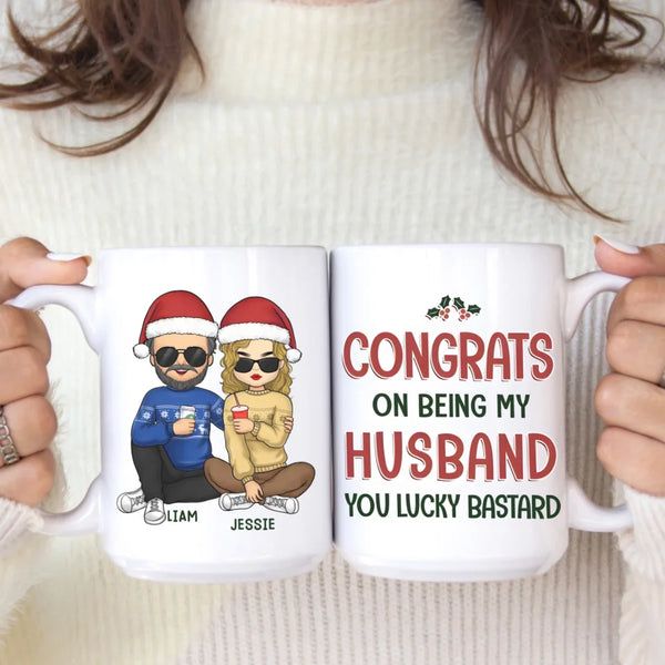 Mug-Congrats on Being My Husband - Personalized Mug (11oz/15oz) | Gift for Couples | Christmas Mug-White Mug-White-JackNRoy