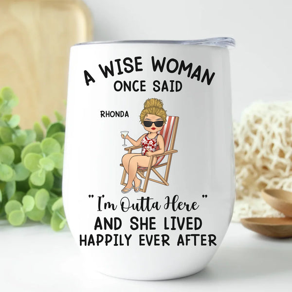 Wine Tumbler-I'm Outta Here - Personalized Wine Tumbler | Retirement Gift | Custom Tumbler-Wine Tumbler-White-JackNRoy