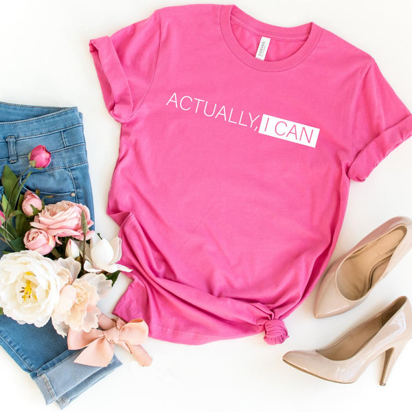 T-Shirt-Actually I Can T-Shirt-S-Charity Pink-Jack N Roy