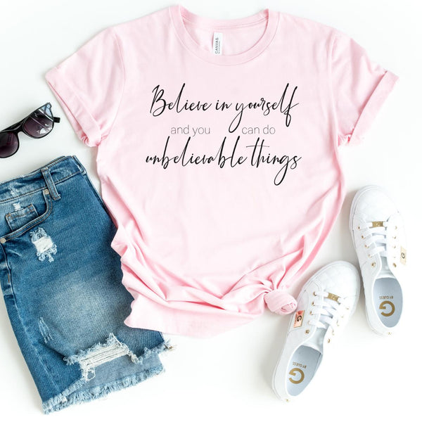 T-Shirt-Believe In Yourself T-Shirt-S-Pink-Jack N Roy