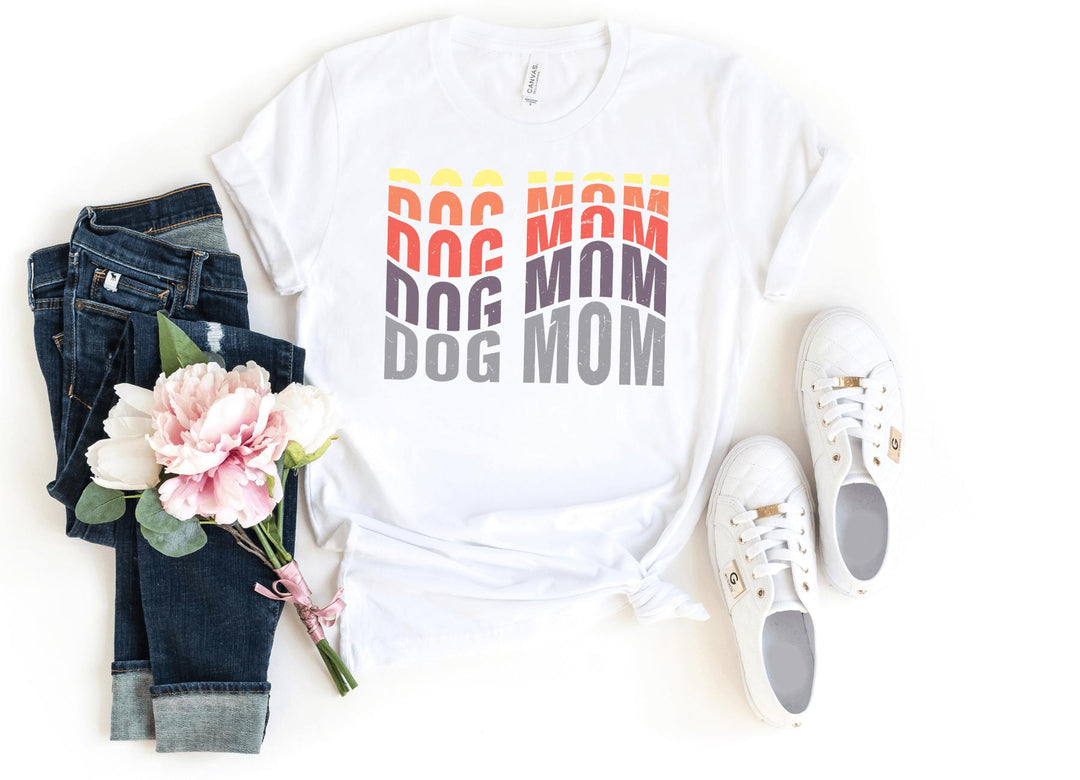 Shirts & Tops-Colorful Dog Mom T-Shirt-S-White-Jack N Roy