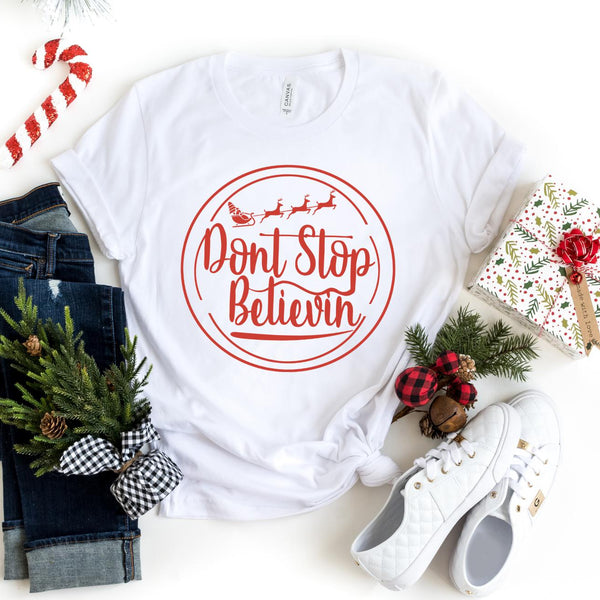 T-Shirt-Don't Stop Believin' T-Shirt-S-White-Jack N Roy