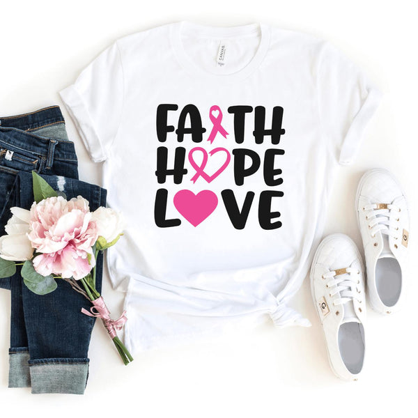 T-Shirt-Faith, Hope, Love T-Shirt 🎗️-S-White-Jack N Roy