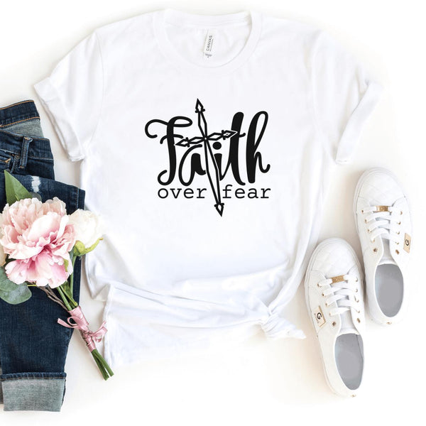 T-Shirt-Faith Over Fear T-Shirt-S-White-Jack N Roy