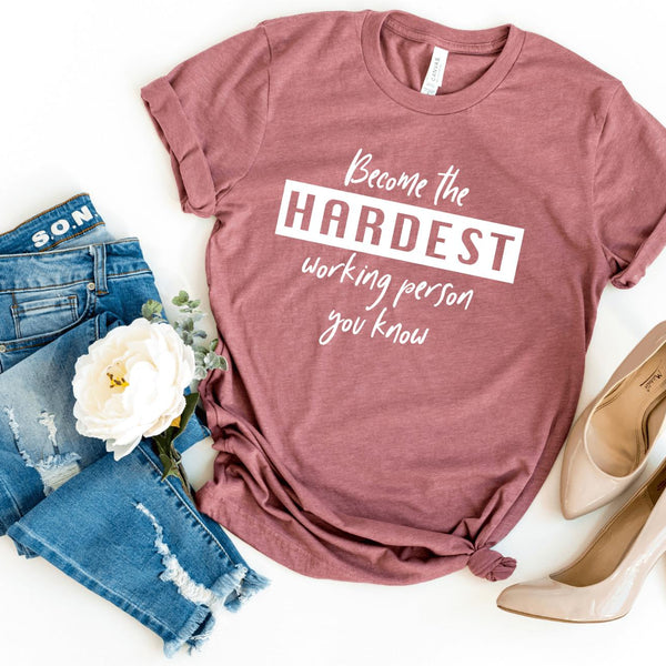 T-Shirt-Hardest working girl T-Shirt-S-Heather Mauve-Jack N Roy