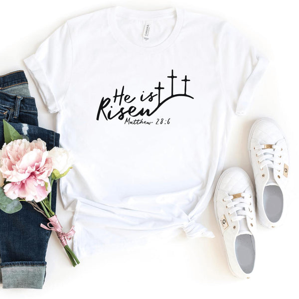 T-Shirt-He Is Risen T-Shirt-S-White-Jack N Roy