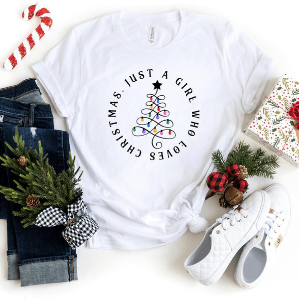 T-Shirt-Just A Girl Who Loves Christmas T-Shirt-S-White-Jack N Roy