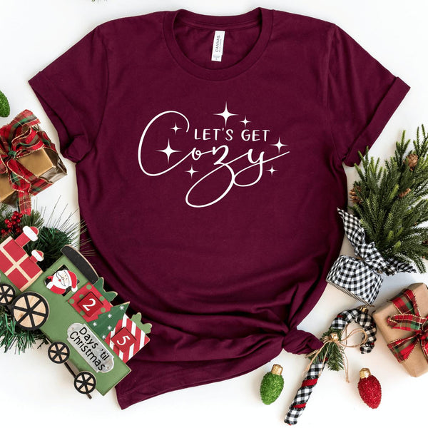 T-Shirt-Let's Get Cozy T-Shirt-S-Maroon-Jack N Roy