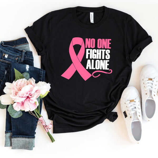 T-Shirt-No One Fights Alone T-Shirt 🎗️-S-Black-Jack N Roy
