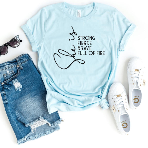 T-Shirt-She Is Strong T-Shirt-S-Heather Ice Blue-Jack N Roy