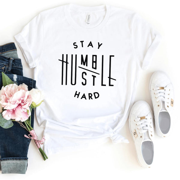 T-Shirt-Stay Humble, Hustle Hard T-Shirt-S-White-Jack N Roy