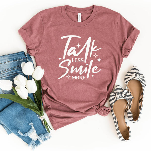 T-Shirt-Talk Less, Smile More T-Shirt-S-Heather Mauve-Jack N Roy
