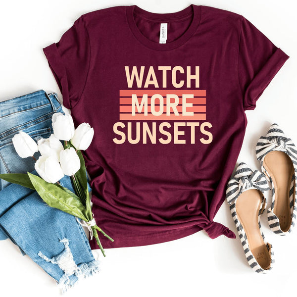 T-Shirt-Watch More Sunsets T-Shirt-S-Maroon-Jack N Roy