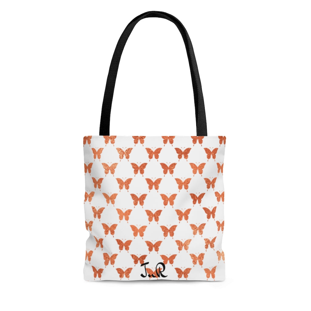 Bags-White/Rosegold Butterflies Tote Bag-Small-Jack N Roy