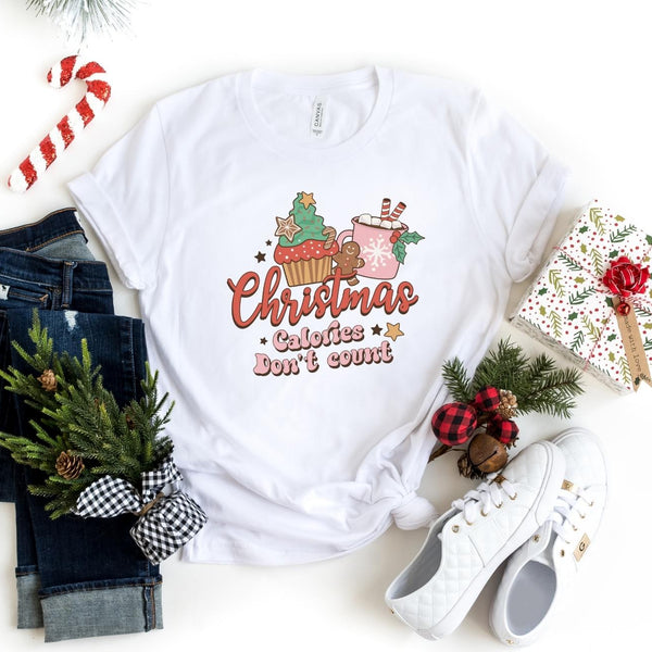 T-Shirt-Christmas Calories Don't Count T-Shirt-S-White-Jack N Roy