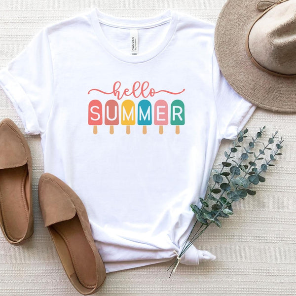 T-Shirt-Hello Summer T-Shirt-S-White-Jack N Roy