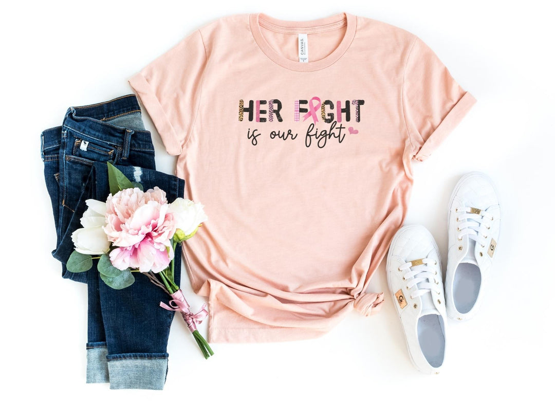 Shirts & Tops-Her Fight, Is Our Fight T-Shirt 🎗️-S-Heather Peach-Jack N Roy