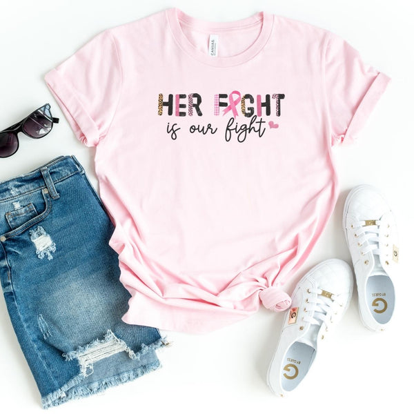 T-Shirt-Her Fight, Is Our Fight T-Shirt 🎗️-S-Pink-Jack N Roy