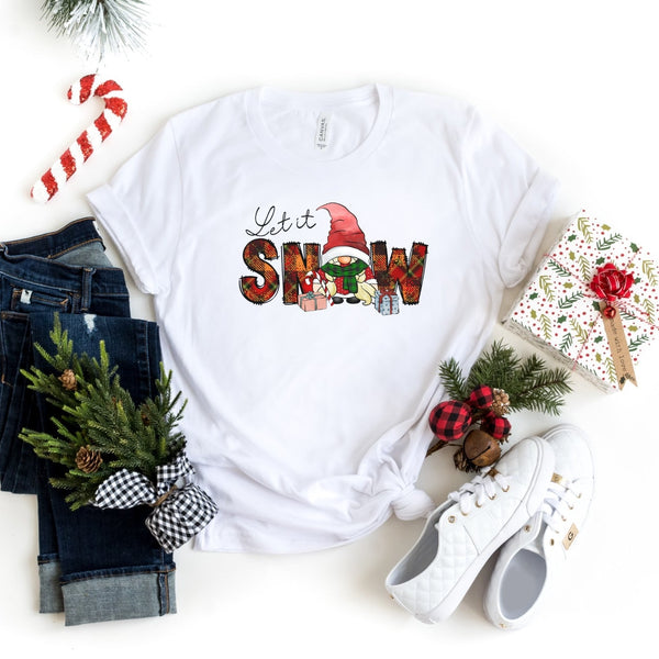 T-Shirt-Let It Snow Gnome T-Shirt-S-White-Jack N Roy
