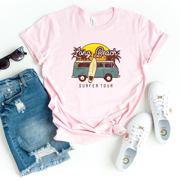 T-Shirt-Long Beach Surfer T-Shirt-S-Pink-Jack N Roy