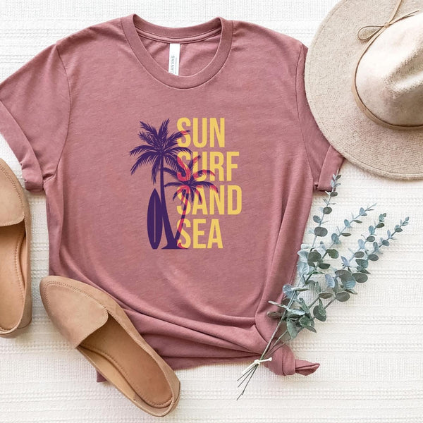 T-Shirt-Sun-Surf-Sand-Sea T-Shirt-S-Heather Mauve-Jack N Roy