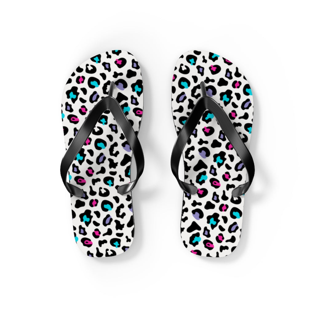 Shoes-Colorful Leopard Flip Flops-S-Jack N Roy