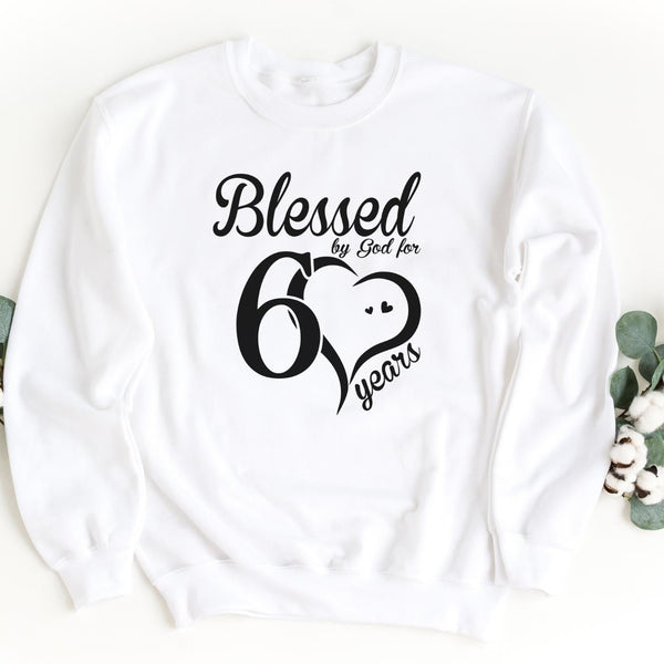 Sweatshirt-Blessed For 60 Years Sweatshirt-S-White-Jack N Roy