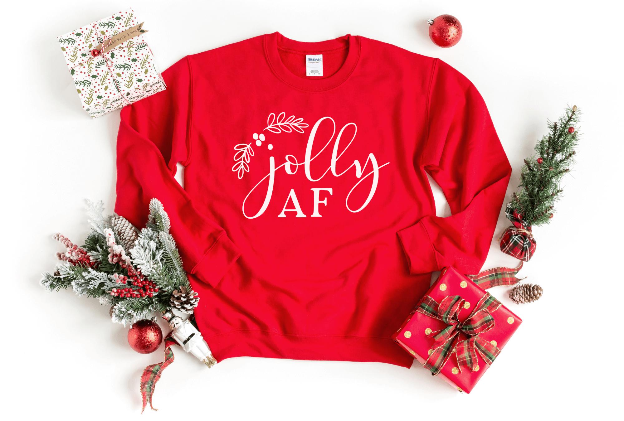 Christmas Funny Sweatshirts Jolly AF Sweater Christmas