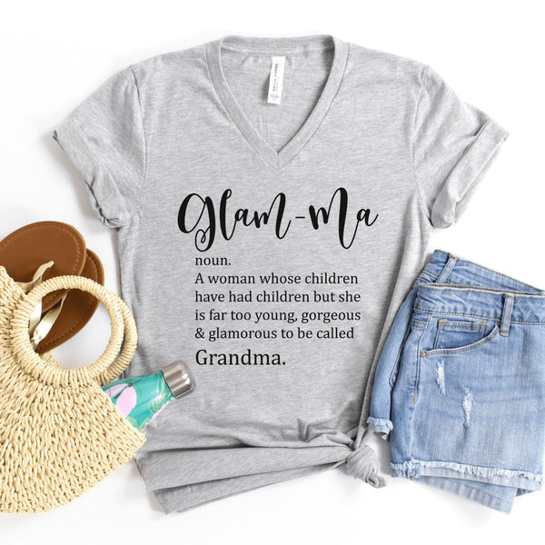 V-Neck Shirt-Glam-ma V-Neck-S-Athletic Heather-Jack N Roy