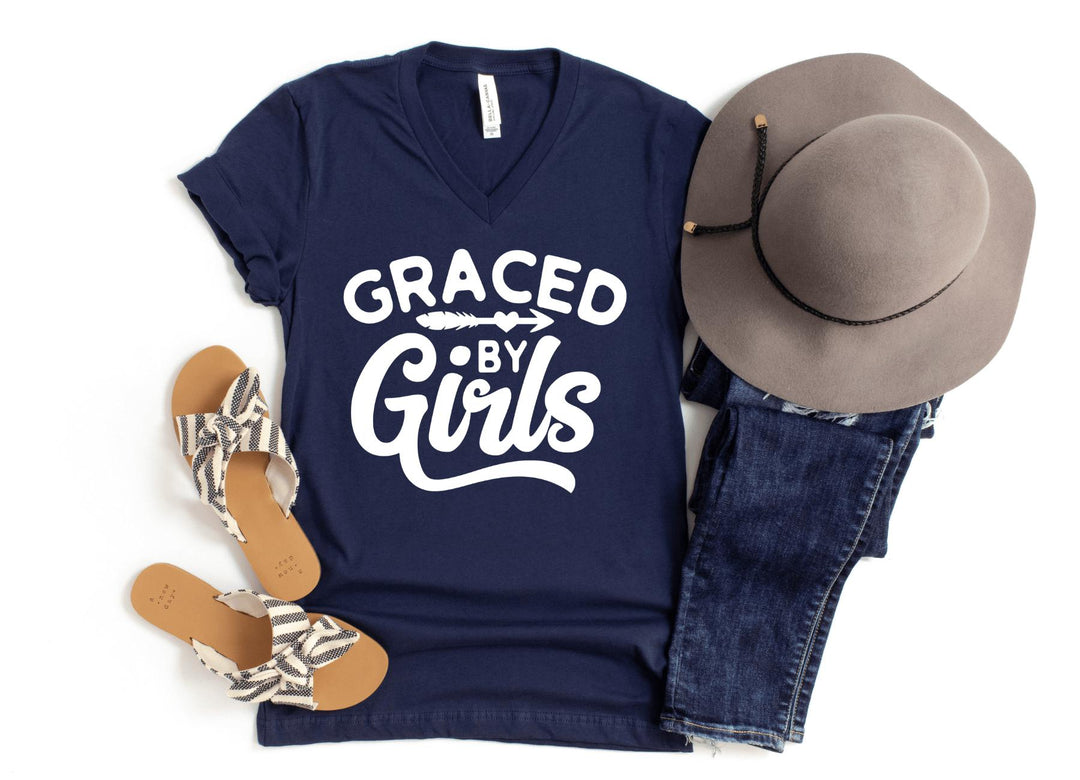 V-Neck Shirt-Graced By Girls V-Neck-S-Navy-Jack N Roy