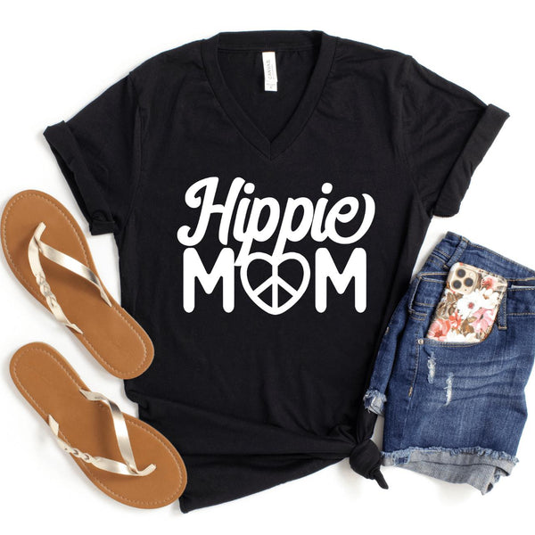 V-Neck Shirt-Hippie Mom V-Neck-S-Black-Jack N Roy