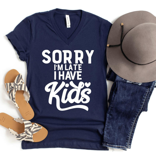 V-Neck Shirt-I Have Kids! V-Neck-S-Navy-Jack N Roy