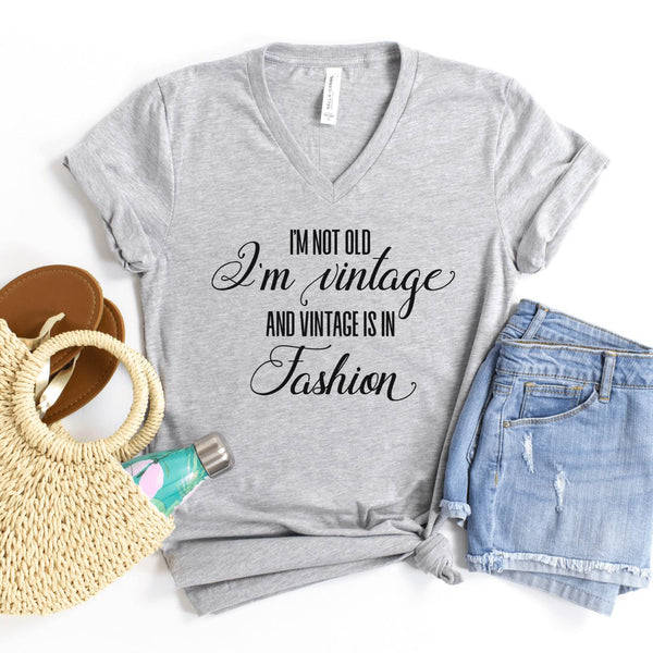 V-Neck Shirt-I'm Not Old, I'm Vintage V-Neck-S-Athletic Heather-Jack N Roy
