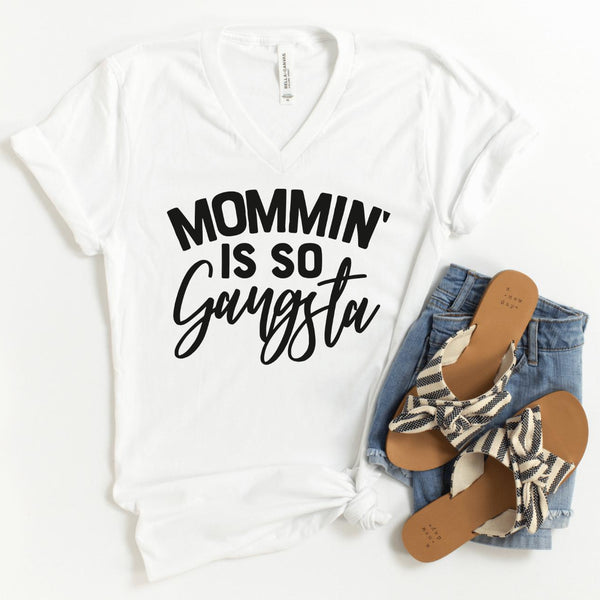 V-Neck Shirt-Mommin' V-Neck-S-White-Jack N Roy