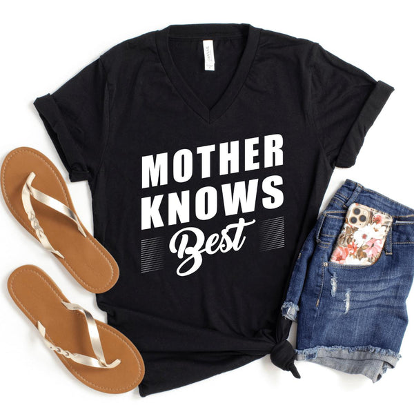 V-Neck Shirt-Mother Knows Best V-Neck-S-Black-Jack N Roy